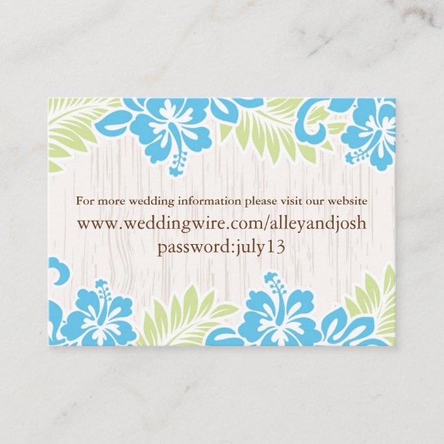 Carte d'information Tropical Hawaïen Turquoise (Devant)