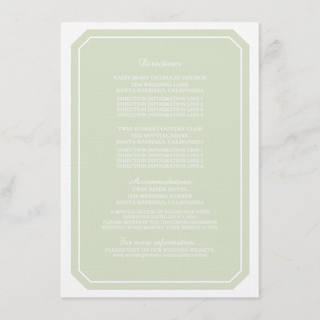 Carte d'information verte tout simplement élégante (Devant)