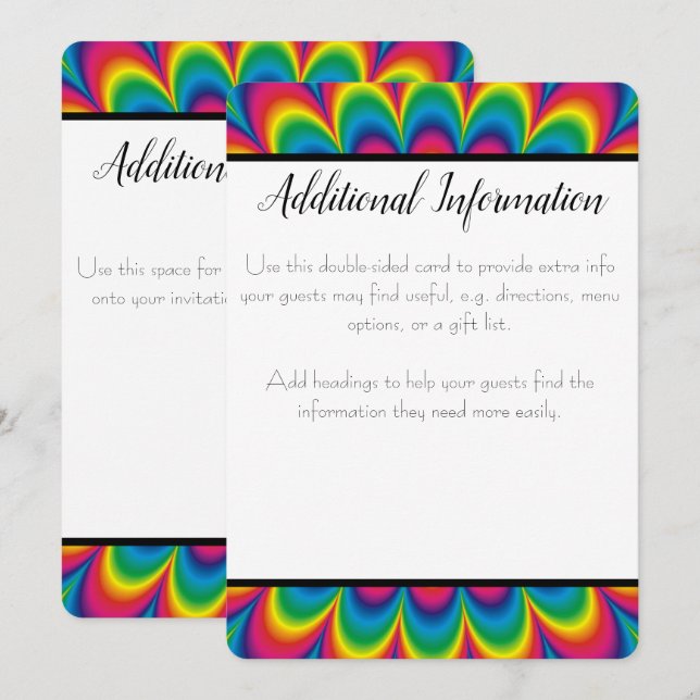 Carte d'informations supplémentaires Tie Dye Psych (Devant / Derrière)