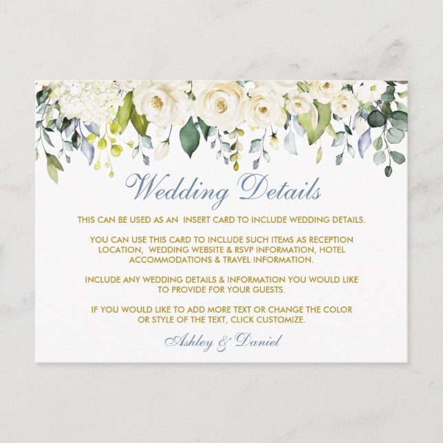 Carte d'informations sur le Mariage bleu bleu bleu (Devant)