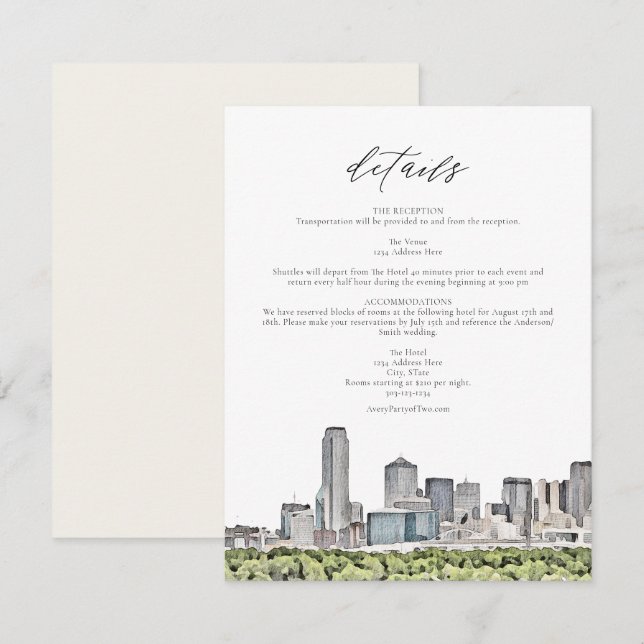 Carte d'informations sur le Mariage DALLAS Waterco (Devant / Derrière)