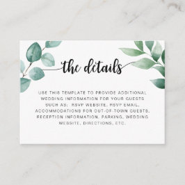 Carte d'informations sur le mariage Eucalyptus