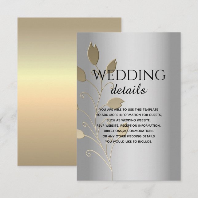 Carte d'informations sur le Mariage floral Silver  (Devant / Derrière)