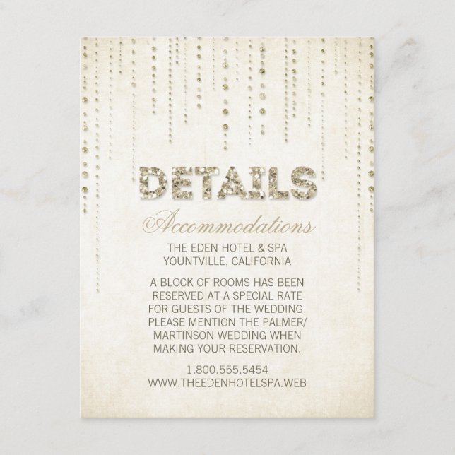 Carte d'informations sur le Mariage Gold Parties s (Devant)