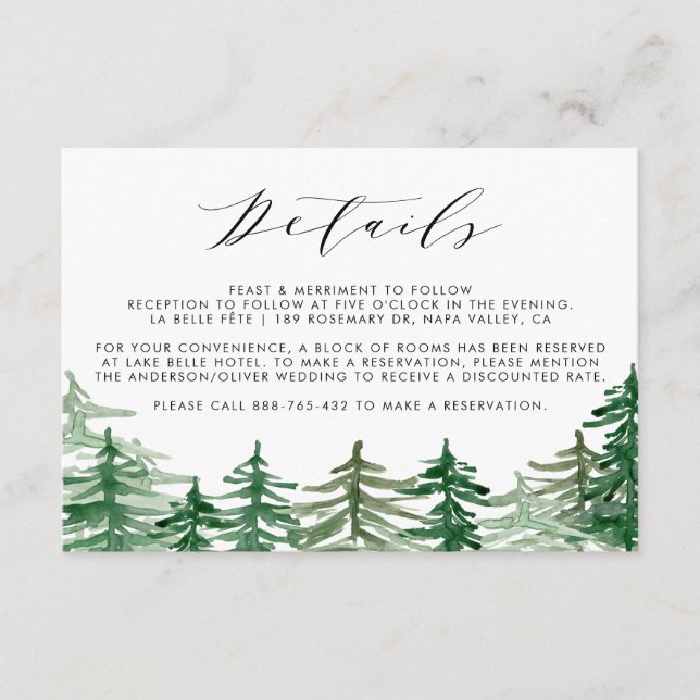 Carte d'informations sur le Mariage romantique Wat (Devant)