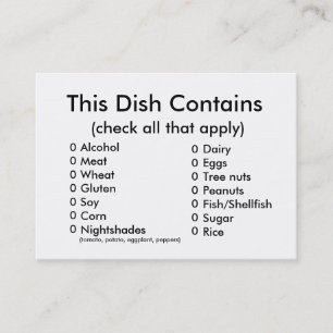 Carte d'ingrédients de chance de pot