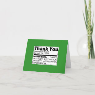 Carte d'ingrédients de Merci vert