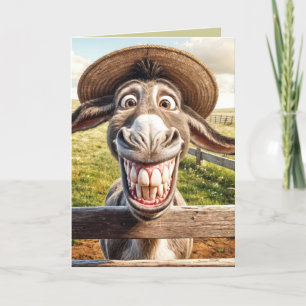 Carte Dingue âne d'anniversaire portant un Casquette