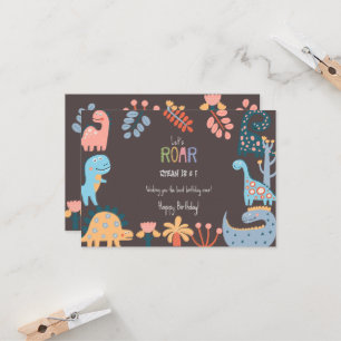 Carte Dinos rugissons les enfants heureux anniversaire