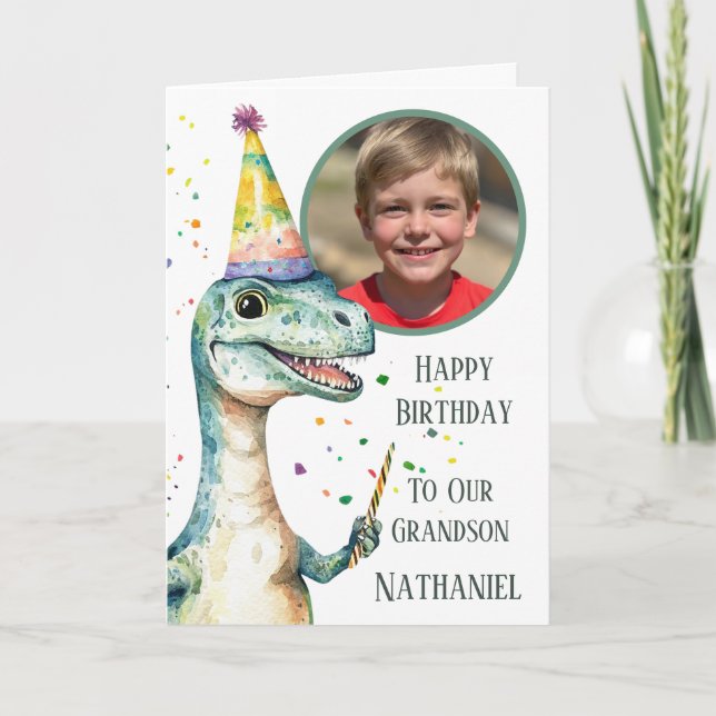 Carte Dinosaur 1 Photo Aperture Birthday Card (Devant)