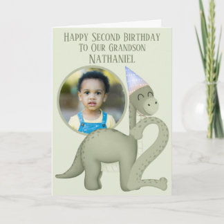 Carte Dinosaur 1 Photo Aperture Second Birthday Card