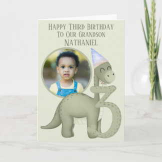 Carte Dinosaur 1 Photo Aperture Third Birthday Card
