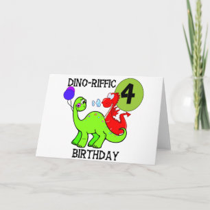 Carte Dinosaur 4e anniversaire Tshirts et cadeaux