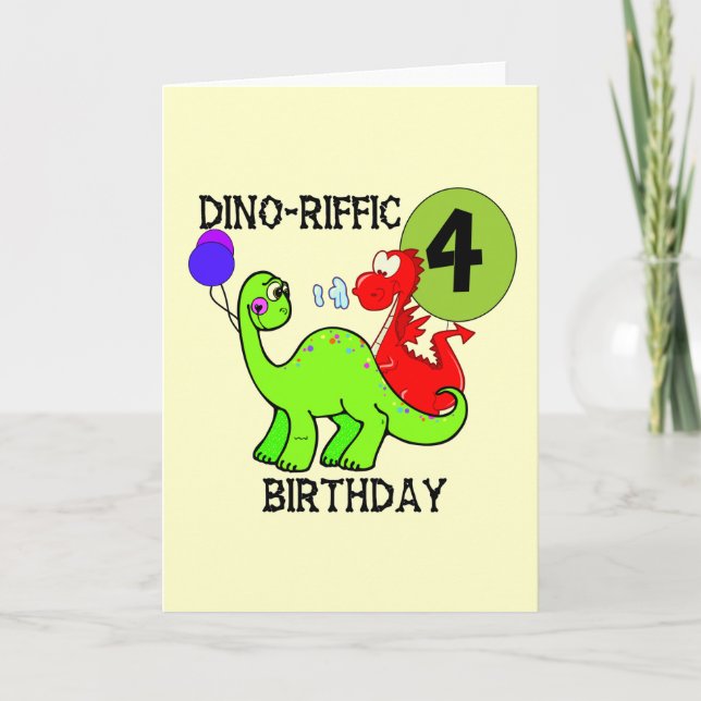 Carte Dinosaur 4e anniversaire Tshirts et cadeaux (Devant)