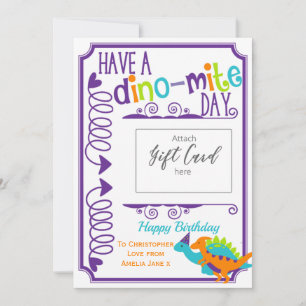 Carte Dinosaur Anniversaire Titulaire de carte-cadeau