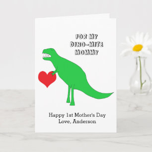 Carte Dinosaur Bonne 1ère Fête des Mères de l'Enfant