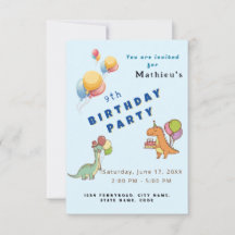Dinosaur dino fête anniversaire de enfant bleu drô
