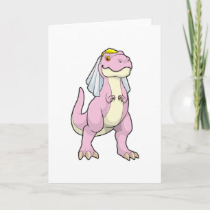 Carte Dinosaur mariée au Mariage avec Voile