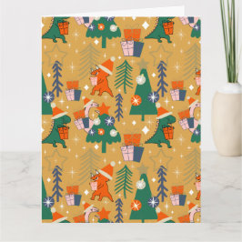 Carte Dinosaur Noël fête Jaune