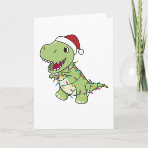 Carte Dinosaur Noël Neige hiver T-Rex Dino