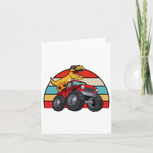 Carte Dinosaur Riding Monster Truck Lazy Halloween Costu (Devant)
