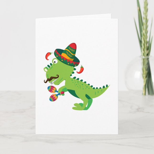 Carte Dinosaur T-Rex Mexicain Cinco De Mayo Garçons (Devant)