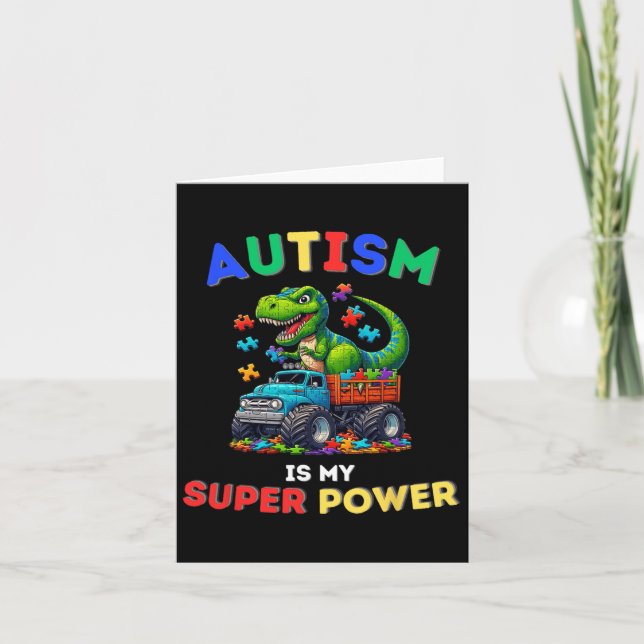 Carte Dinosaur Trex Autisme Est Ma Superpuissance Autism (Devant)
