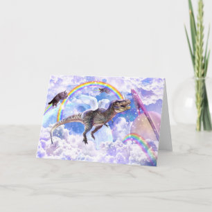 Carte dinosaure arc-en-ciel unicorne dinocorne