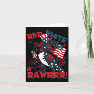 Carte Dinosaure Blanc Rouge Et Rawr T Rex Patriotique 4e
