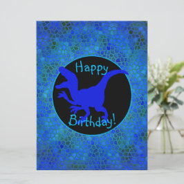 Carte Dinosaure Bleu Cachez Joyeux Anniversaire !
