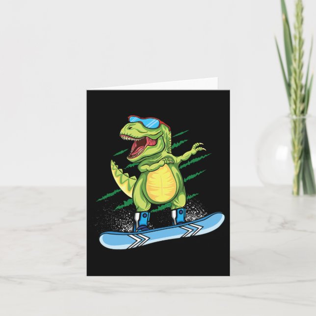 Carte Dinosaure cool Snowboard Dabbing T Rex Sn (Devant)