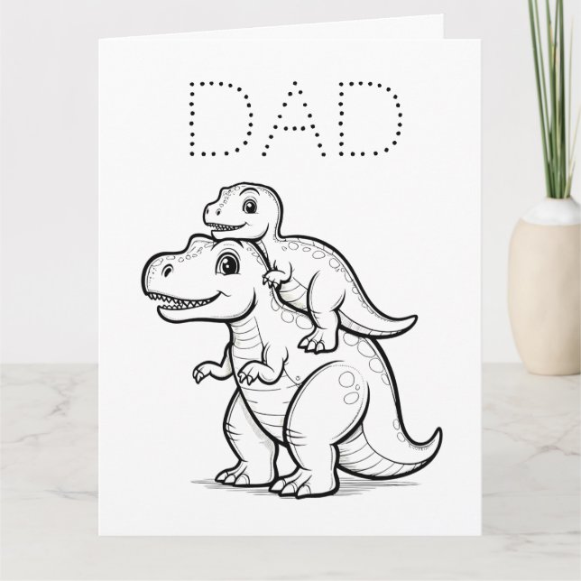 Carte Dinosaure couleur-votre-propre do-it-yourself Fête (Devant)