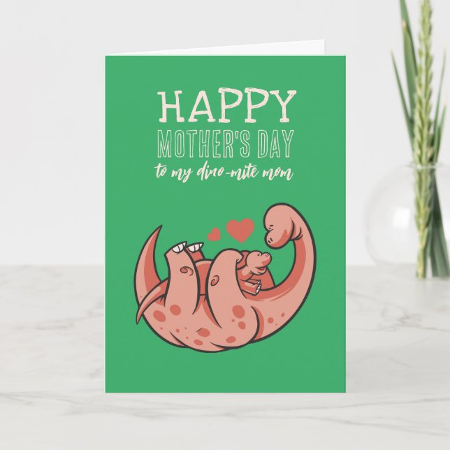 Carte Dinosaure mignon dessin animal Bonne fête des mère (Devant)