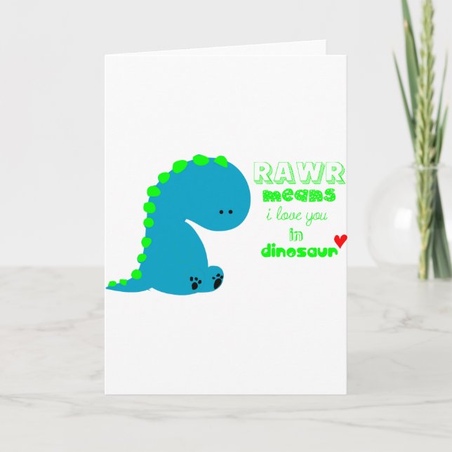 Carte Dinosaure mignon RAWR (Devant)
