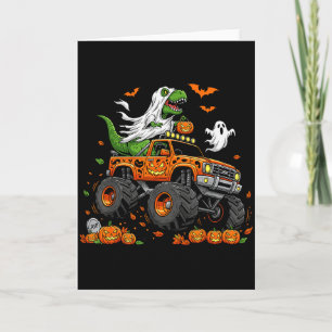 Carte Dinosaure T-rex conduisant un camion monstre Hallo