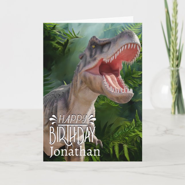Carte Dinosaure T Rex jungle Jurassique Monde (Devant)
