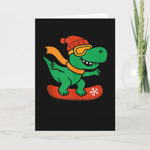 Carte Dinosaure T-rex Snowboarding Snowboardeur Drôle Wi