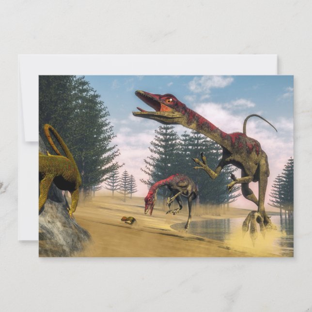 Carte Dinosaures Compsognathus - rendu 3D (Devant)