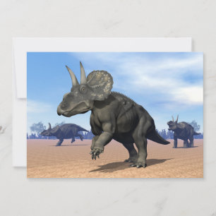 Carte Dinosaures de dicératops/nédoceratops dans le dése
