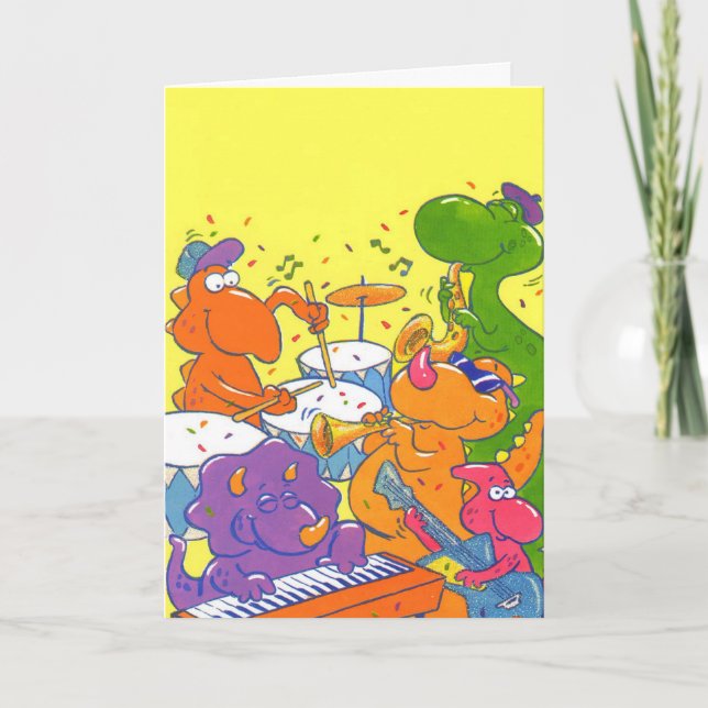 Carte Dinosaures de la musique d'anniversaire de l'enfan (Devant)