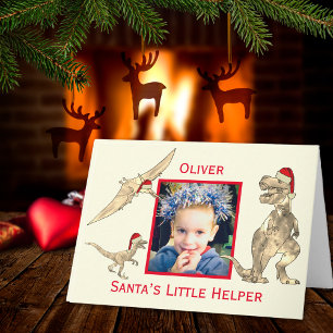 Carte Dinosaures de Noël T Rex Ptérodactyle Vélociraptor