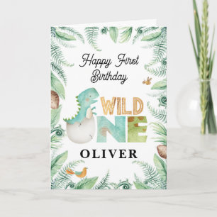 Carte Dinosaures Happy 1er Anniversaire Sauvage Un Salut