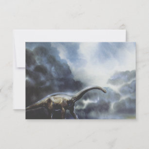 Carte Dinosaures vintages, Barapasaurus avec nuages de t