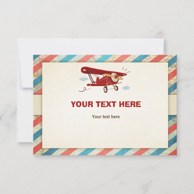 Carte d'insertion Baby shower avion Adventure Trav (Devant)