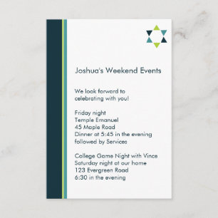 Carte d'insertion de Bar Mitzvah Modern Star