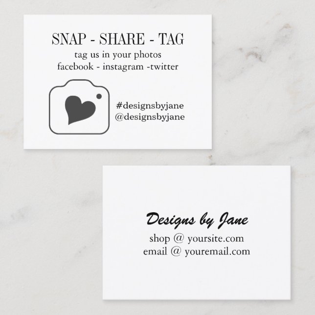 Carte d'insertion de la balise Snap Share Small Bu (Devant / Derrière)