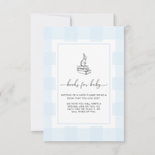 Carte d'insertion de livres de Bunny En vichy bleu