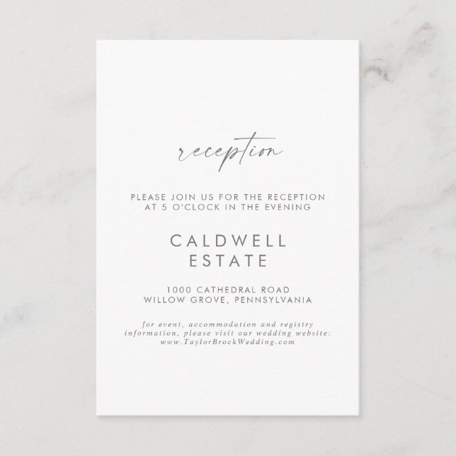 Carte d'insertion de mariage de script d'argent mo (Devant)