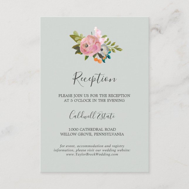 Carte d'insertion de mariage floral peint (Devant)