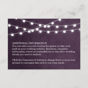 Carte d'insertion de Mariage Plum String Lights
